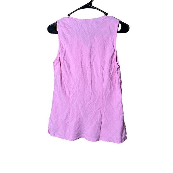 Vintage Edward Irish Linen Pink Sleeveless Embroidered Blouse Size M - Picture 6 of 7